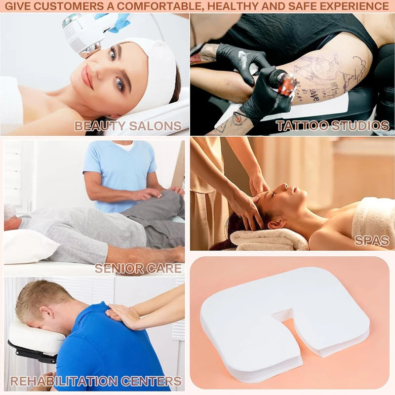 500/100pcs Disposable Face Cradle Covers Headrest Massage Pillow Paper Soft Non-Woven Face Covers for Spa Salon Beauty Supplies Beauty World Shop