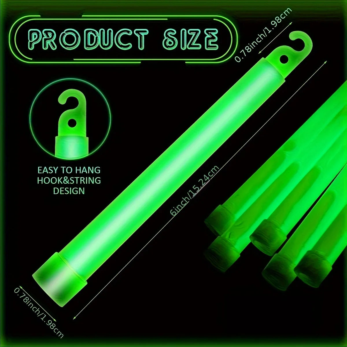 6inch Green Glow Sticks - Super Bright 12-Hour Long-Lasting Camping & Emergency Party Glow Sticks Beauty World Shop