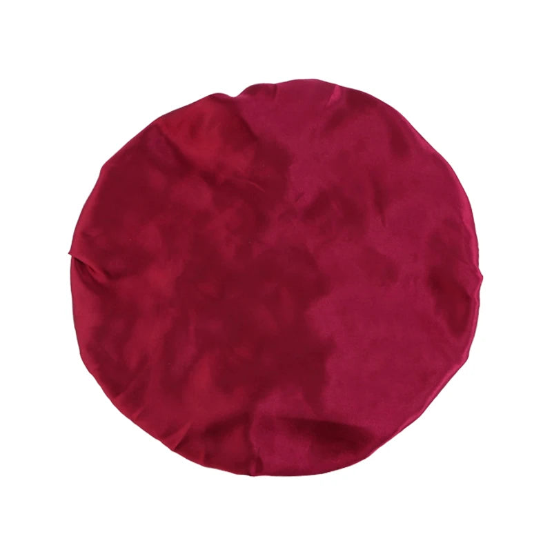 New Women's Satin Solid Wide-brimmed Sleeping Hat Unisex Head Wrap Elastic Band Cap Hair Care Bonnet Night Hat bonnet de nuit Beauty Fashion