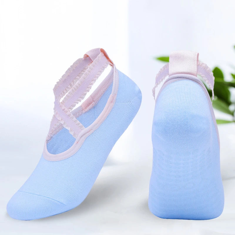 Solid Color Yoga Socks Professional Silicone Non-slip Ballet Pilates Socks Backless Breathable Bandage Cotton Dance Sports Socks Beauty World Shop