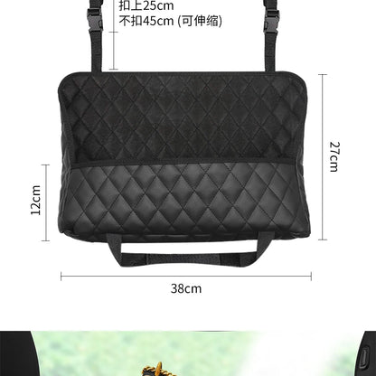 PU Leather Car Middle Seat Storage Net Large Capacity Leather Bag Seat Back Storage Bag Car Chair Back Supplies Storage Goods Ha Beauty World Shop