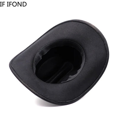 Vintage Western Cowboy Hat For Men's Gentleman Lady Jazz Cowgirl With Leather Wide Brim Cloche Church Sombrero Hombre Caps Beauty World Shop
