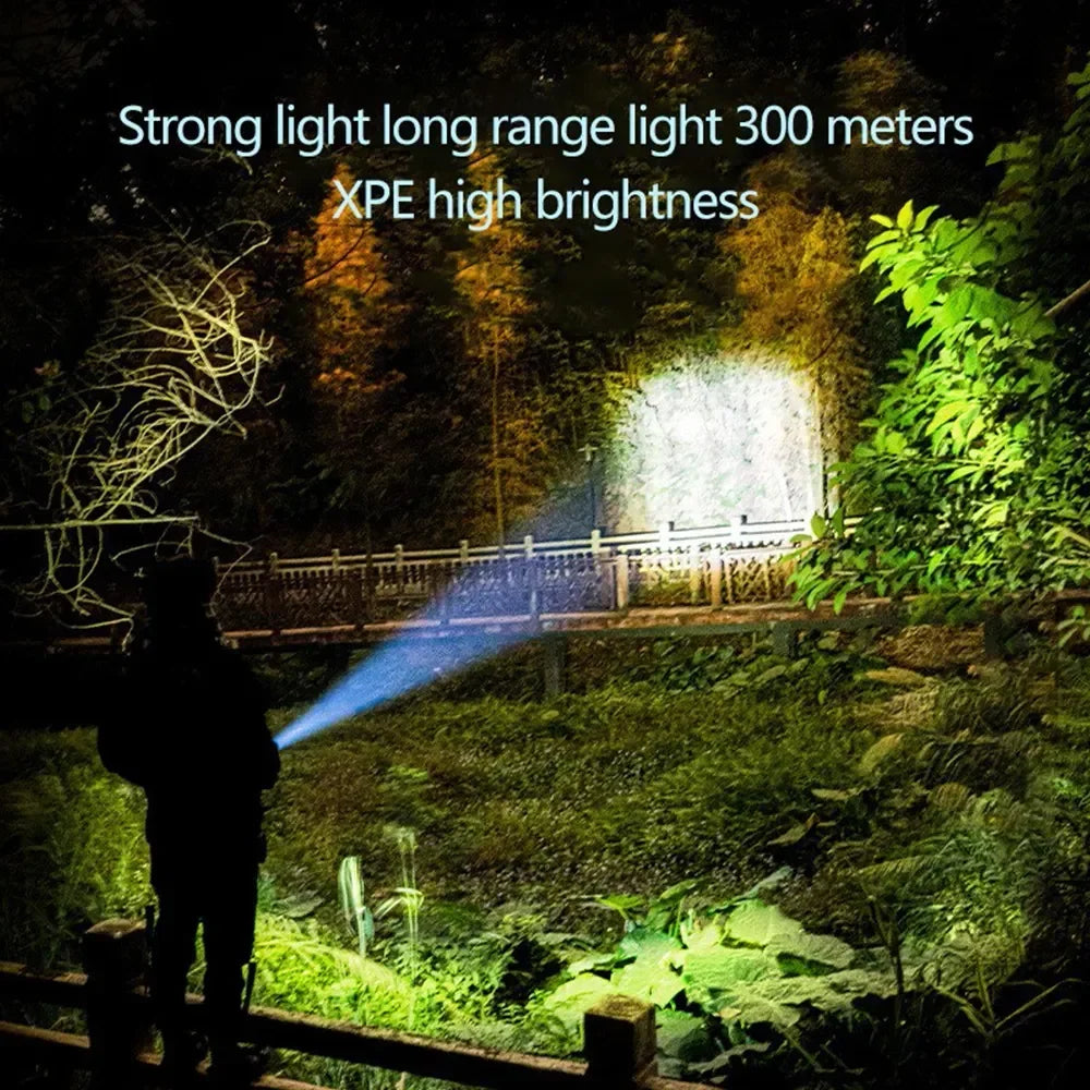 Portable LED Flashlight ABS Strong Light Focusing Flashlight USB Rechargeable Outdoor Home Strong Light Searchlight Waterproof Beauty World Shop