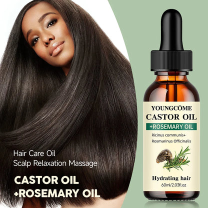 Mix Castor Oil and Rosemary Oil for Hair Growth Enhances hair thickness and Shine, Reduce Hair Loss and Split Ends Hair Care Oil Beauty World Shop