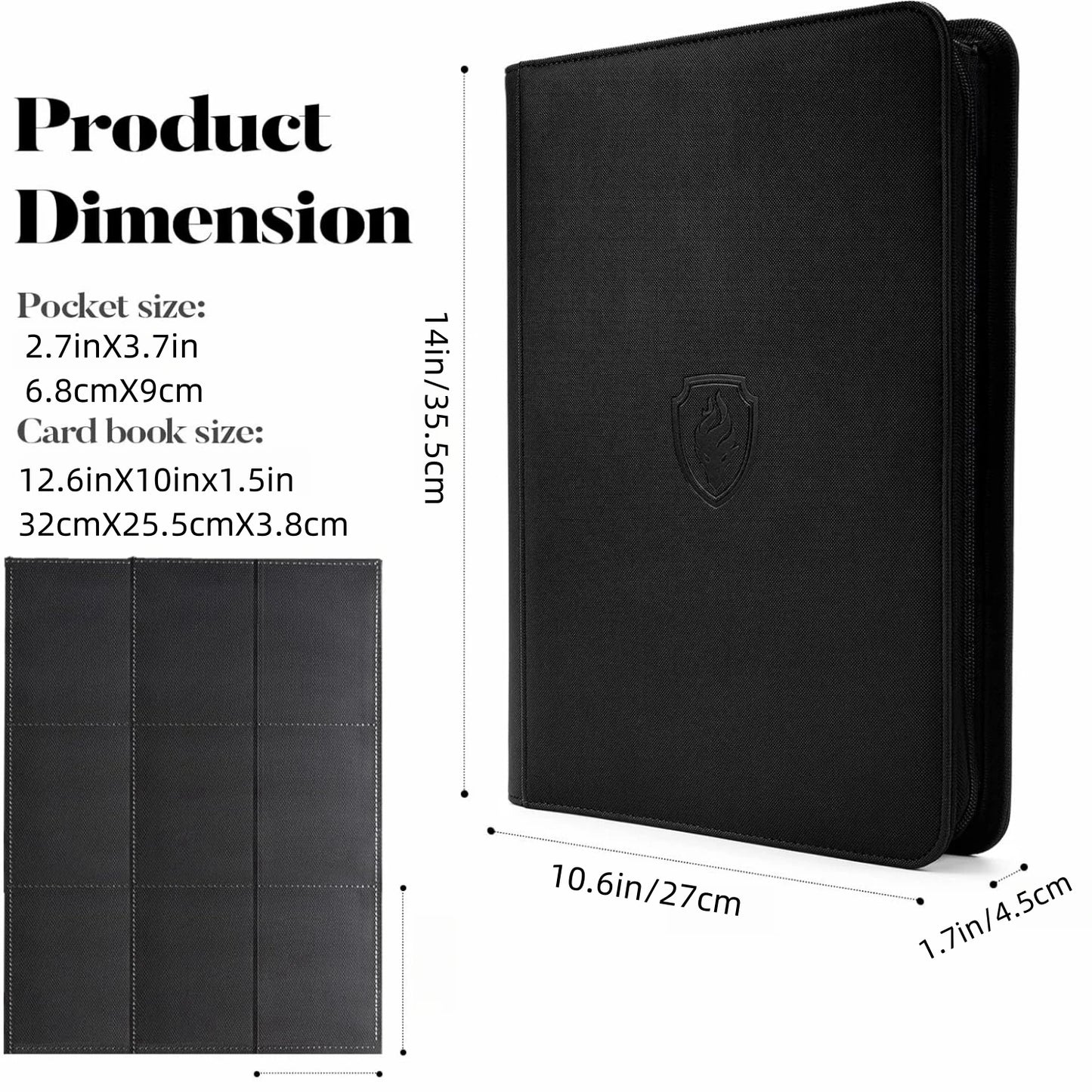 9 Pocket Zipper Card Binder, 360 Trading Card Holder Book, Premium PU Cover Zip Binder for Cards, Durable Side Loading Card Beauty World Shop