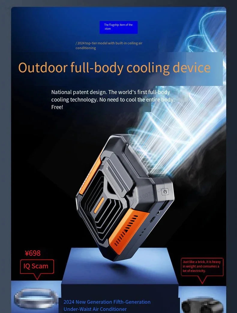 HOMFISH Personal Belt Clip Fan Portable Power Bank Flashlight Wearable Fan Hanging Neck Fan for Outdoor Works Hiking Camping Beauty World Shop
