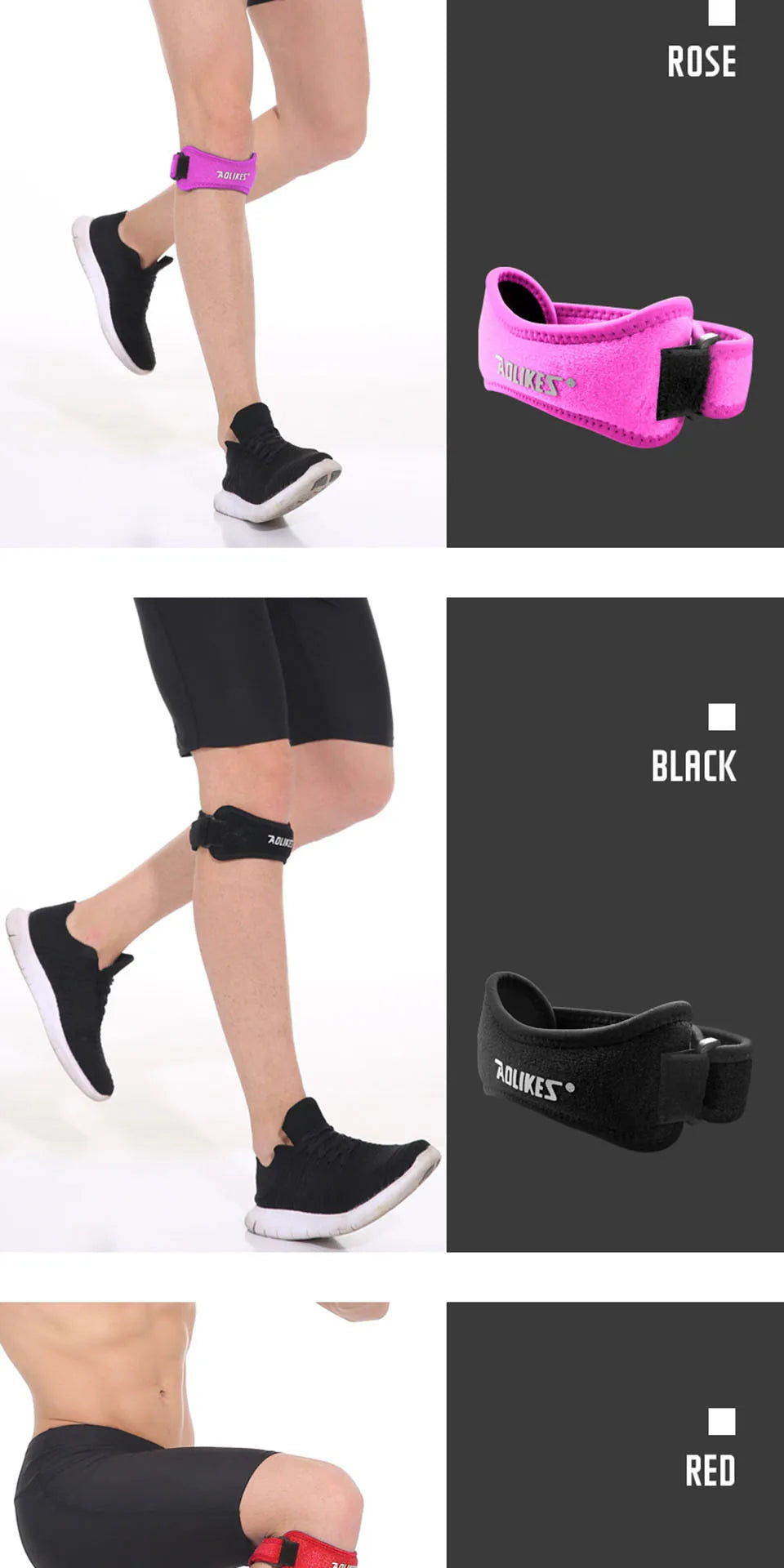 AOLIKES 1PCS Knee Braces for Knee Pain,Patella Knee Support Strap,Adjustable Patellar Tendon Stabilizer Band for Basketball Beauty World Shop