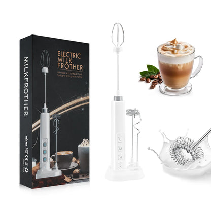 Wireless Rechargeable Electric Milk Frother - 3 Speeds, Handheld Foam Maker for Latte, Cappuccino, Hot Chocolate - USB Rechargea Beauty World Shop