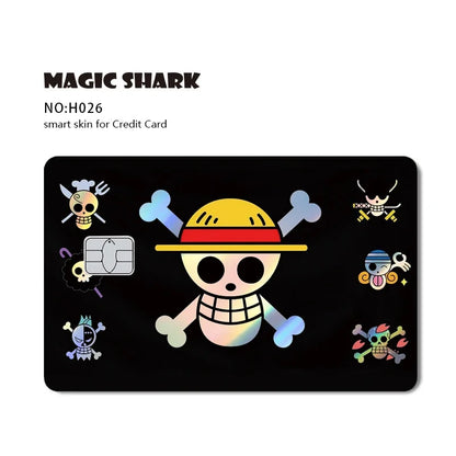 Magic Shark Luffy Zorro Ace Skull Anume Holographic Shinny Laser Sticker Film Skin for Credit Debit Card Beauty World Shop