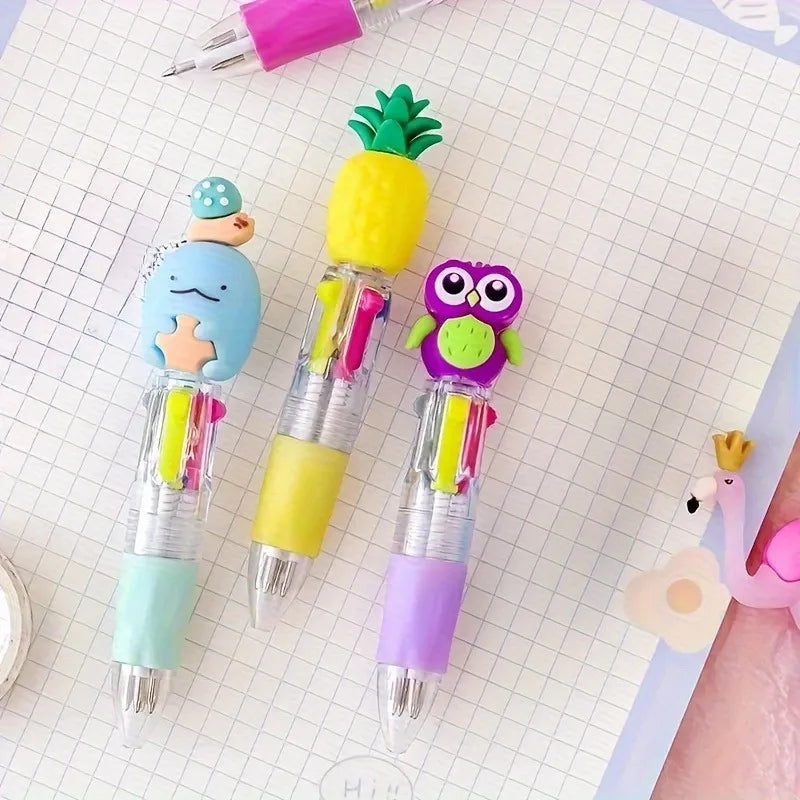 5-20Pcs/Lot Cute Cartoon 4 Color Mini Ballpoint Pen KawaiiUnicorn Flamingo Retractable Stationery Gift SchooOoffice Supplies Beauty World Shop