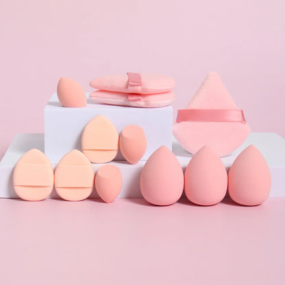 12-Piece All-Purpose Makeup Sponge Set, Made of 3 Loose Powder Puffs, 3 Mini Air Cushion Puffs, 3 Beauty Eggs and 3 Mini Beauty Beauty World Shop