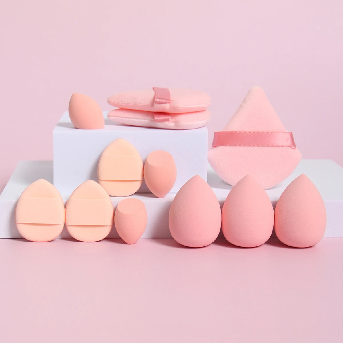 12-Piece All-Purpose Makeup Sponge Set, Made of 3 Loose Powder Puffs, 3 Mini Air Cushion Puffs, 3 Beauty Eggs and 3 Mini Beauty Beauty World Shop