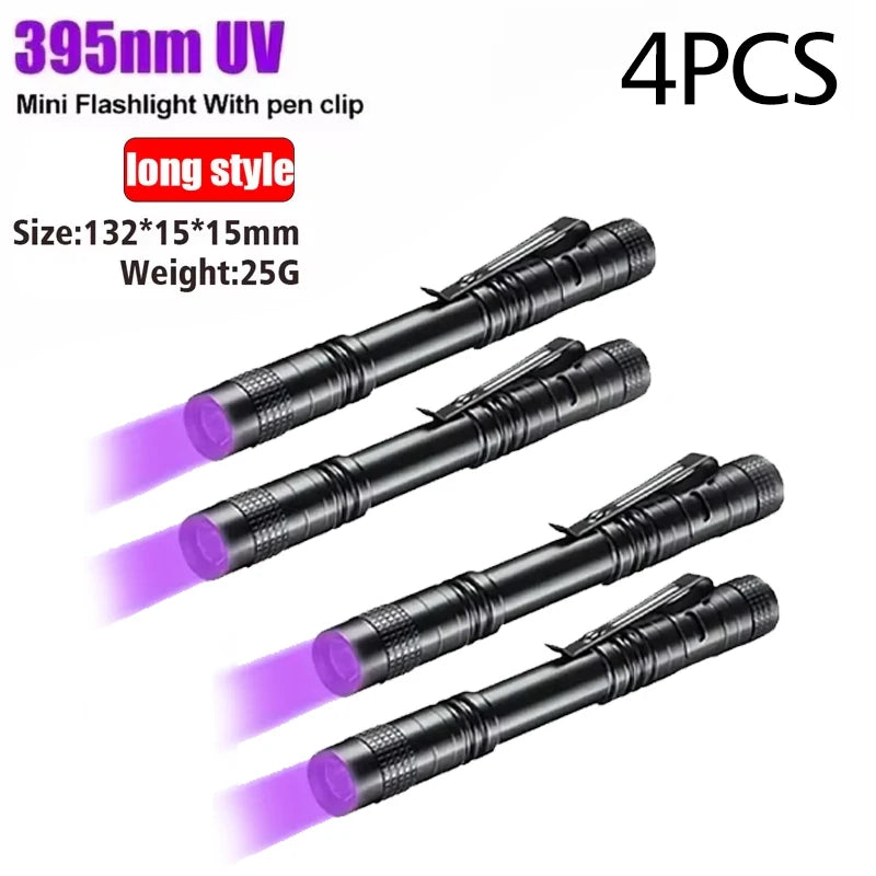 UV Flashlight 395nm Ultraviolet Torch With Pen Clip Portable AAA Batteries Used Violet Light Pet Urine Scorpion Detector UV Lamp Beauty World Shop