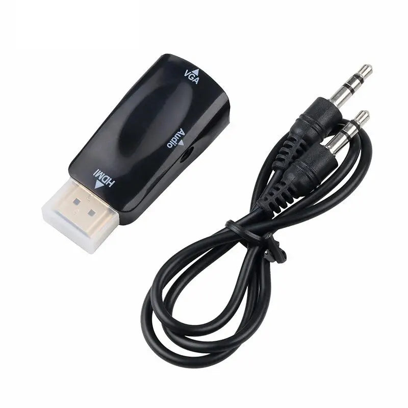 Hdmi Compatible Vga Cable Converter, Male To Female Adapter, 3.5mm Jack, Audio, Hd 1080p For Pc, Laptop, Tablet Beauty World Shop