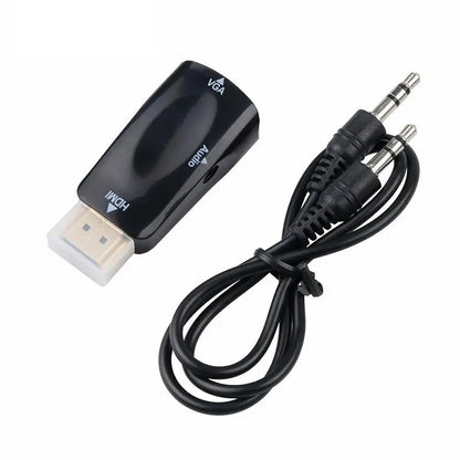 Hdmi Compatible Vga Cable Converter, Male To Female Adapter, 3.5mm Jack, Audio, Hd 1080p For Pc, Laptop, Tablet Beauty World Shop