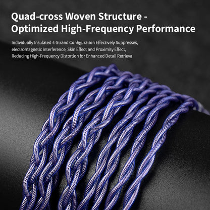 KBEAR Neon High-purity OFC Quad-cross IEM Headphone Cable 4 Core 3.5/4.4MM Balanced Replaceable HiFi Woven Structure Beauty World Shop