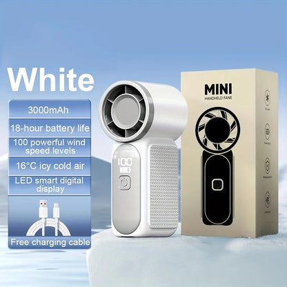 Mini High Speed Handheld Fan 3600mAh LED Display Portable Mini Handheld Turbo Fan, Desk Fan, Outdoor Cooling, Rechargeable Fan