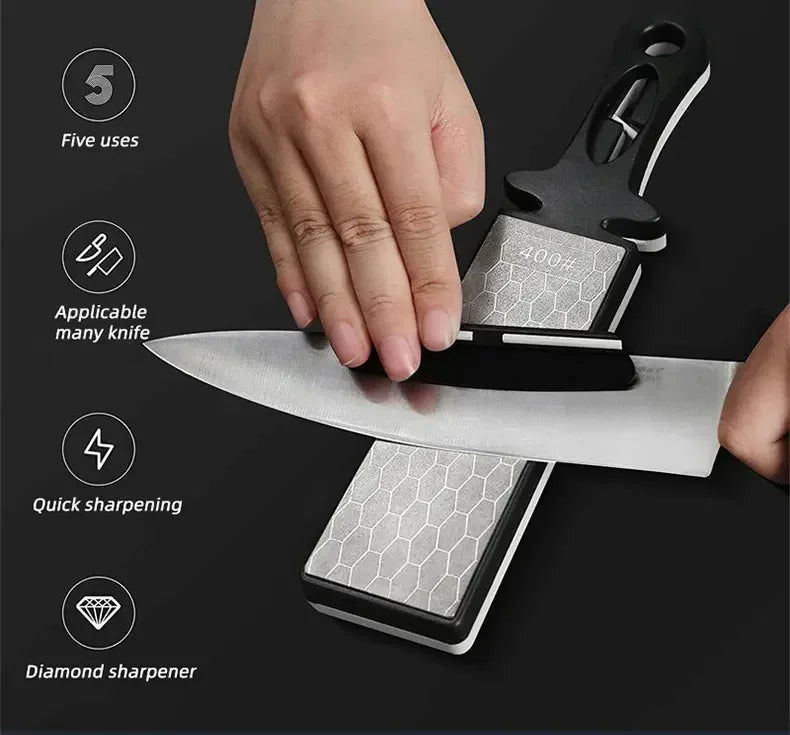5 in1 Knife Sharpener Diamond Bars 400/1000 Multi-Tool Kitchen Knives Tungsten Steel Ceramic Grinding Double-Sided Whetstone 숫돌 Beauty World Shop