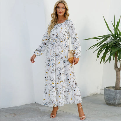 2023 Sping Summer Bohemian Women Maxi Dress Casual Long Sleeve High Waist Beach Woman Chiffon Dresses Floral Vestidoes Mujer New Beauty World Shop