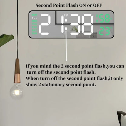 9 Inch Large Digital Wall Clock USB Powered TEMP Humidity Week Auto Dimmer DST Table Clock 12/24H Electronic LED Alarm Clock Beauty World Shop