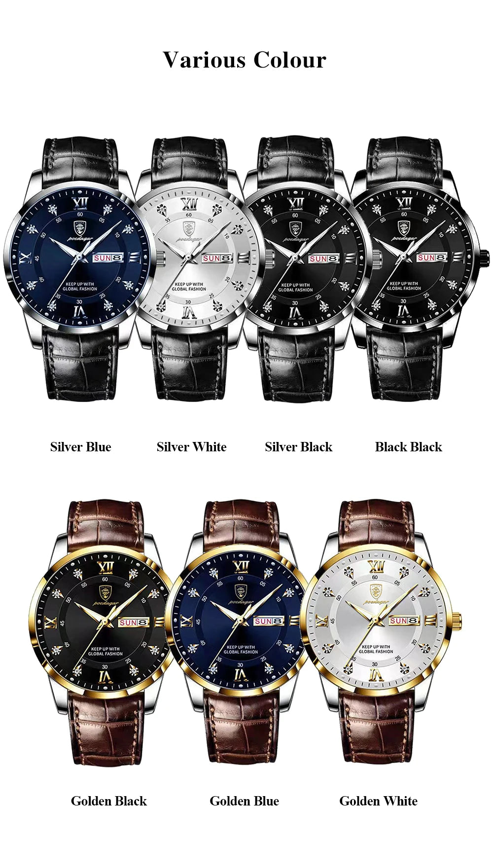 POEDAGAR Luxury Brand Men Watches Waterproof Luminous Leather Quartz Man Wristwatch Casual Sports Military Watch For Men relogio Beauty World Shop