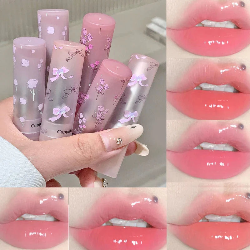 Flowery dish language lip gloss mirror lip glaze beep lip water light lasting makeup not easy to dip cup makeup Beauty Trend Shop