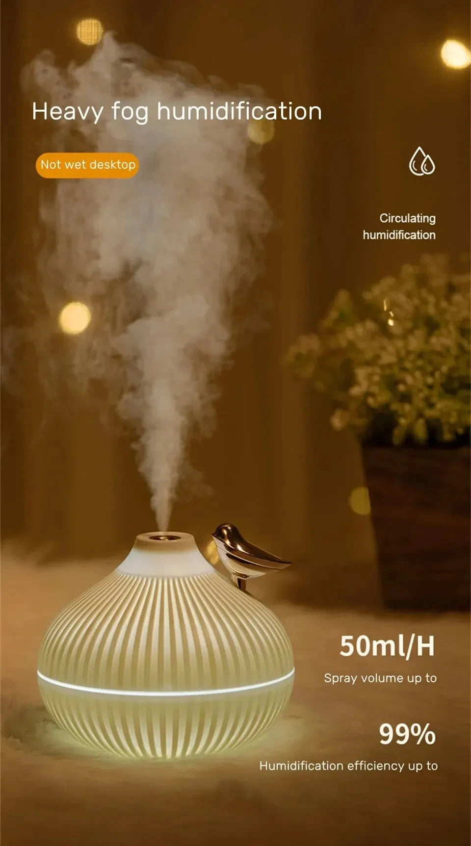 Humidifier Scented  Creative Onion Shape Can Do Night Light Quiet Sleep Desktop Office Air Conditioning Room Water Supply USB ﻿ Beauty World Shop