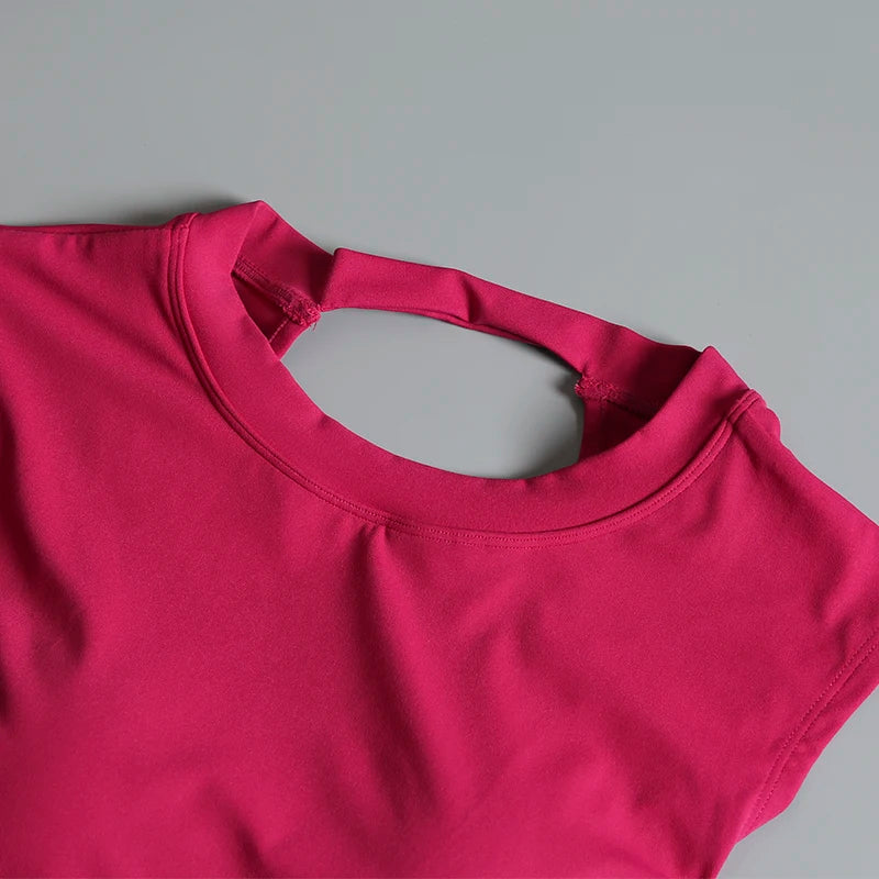 Sexy Short Backless Fixed Chest Pad Sports T-shirt Vest Women's Tight Fitting Quick Drying Slimming Yoga Suit Top Clothing Beauty World Shop