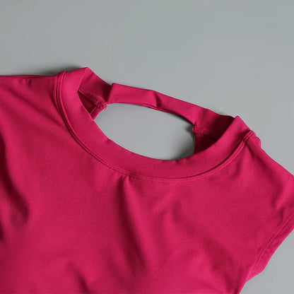 Sexy Short Backless Fixed Chest Pad Sports T-shirt Vest Women's Tight Fitting Quick Drying Slimming Yoga Suit Top Clothing Beauty World Shop