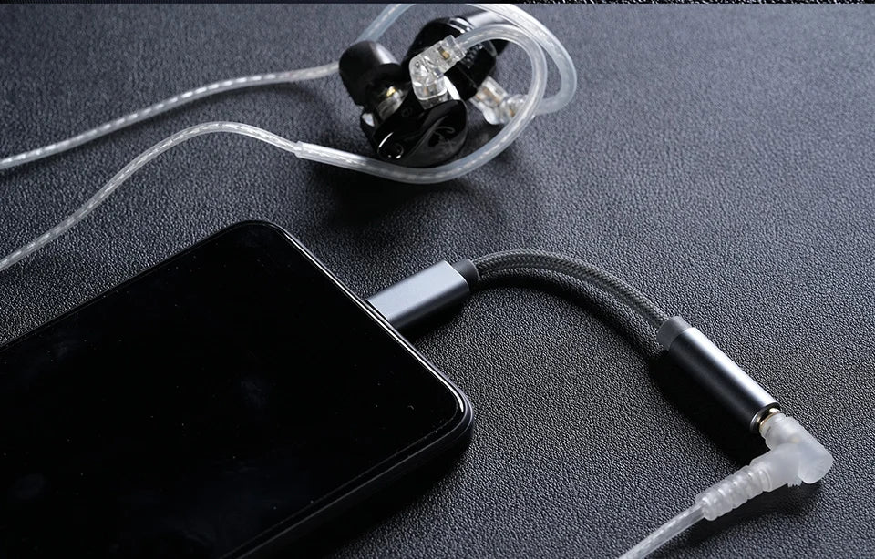 KZ AM01 Cable Type-C to 3.5mm Audio Adapter Line 32bit/384kHz Hi-Fi DAC + IC Amplifier Dual Chip Earphone Audio Cable
