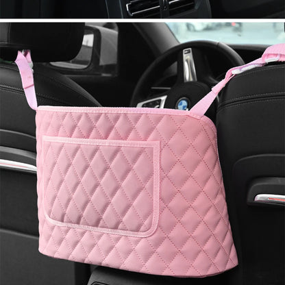 PU Leather Car Middle Seat Storage Net Large Capacity Leather Bag Seat Back Storage Bag Car Chair Back Supplies Storage Goods Ha Beauty World Shop