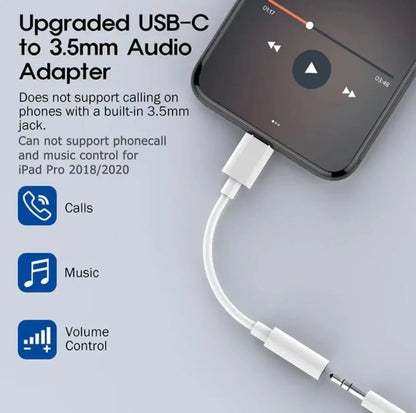 Type C To 3.5mm Aux Adapter 3 5 Jack Audio Cable for Huawei Xiaomi Redmi POCO Sumsang LG 3.5MM to 8Pin Aux Adputer for iPhone Beauty World Shop