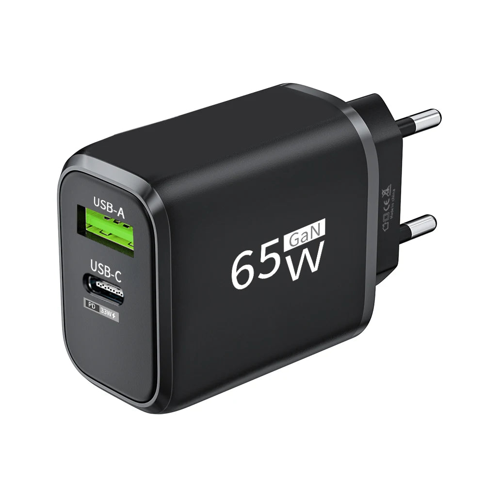 USB Charger 65W GaN Type C Fast Charging PD Power Adapter Quick Charger 3.0 For iPhone 15 Xiaomi POCO Samsung Oneplus Beauty World Shop