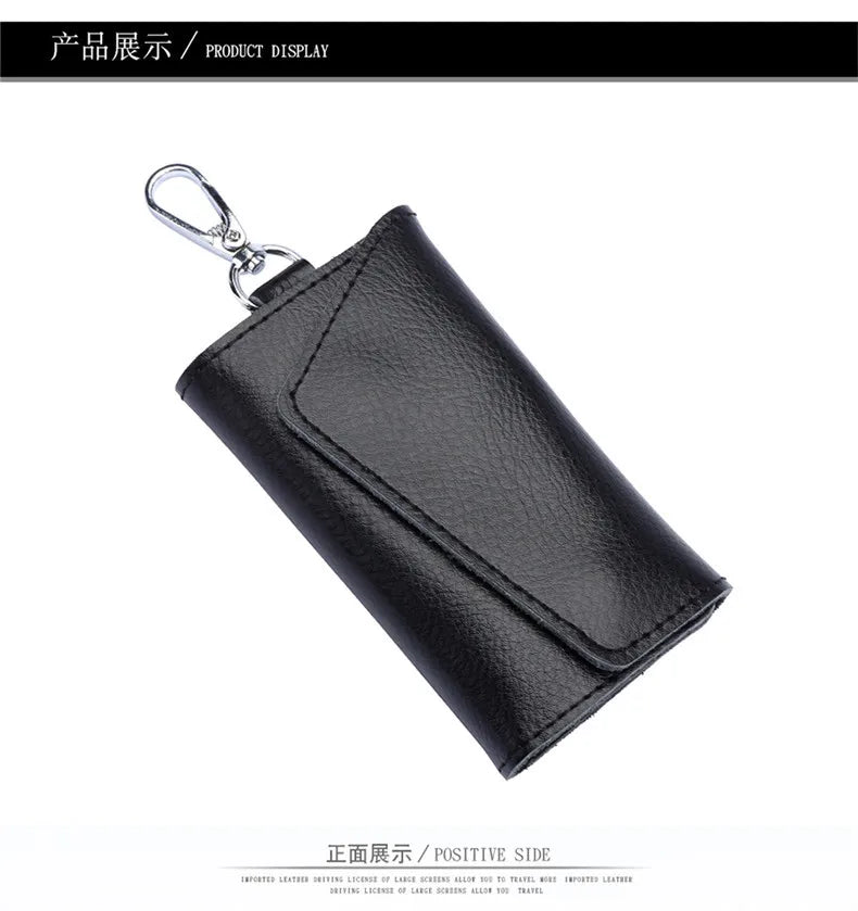 New Genuine Leather Keychain Men Key holder key organizer Pouch Car Key pouch Wallet Housekeeper Key Case Mini Card Bag Beauty World Shop