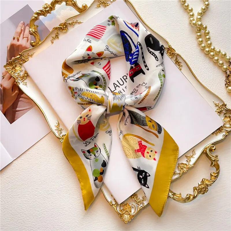 70cm Silk Feeling Square Scarf Women Satin Bandana Print Scarves Head Band Fashion Lady Hair Shawl Wrap Female Neckerchief Hijab Beauty World Shop