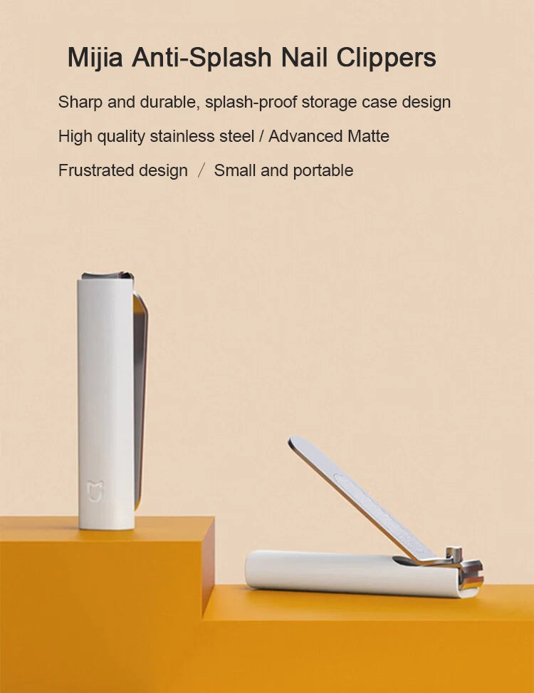 Mijia Anti-Splash Nail Clipper 420 Stainless Steel Sharp Durable Portable Pedicure Trimmer Nails File with Storage Shell Beauty World Shop