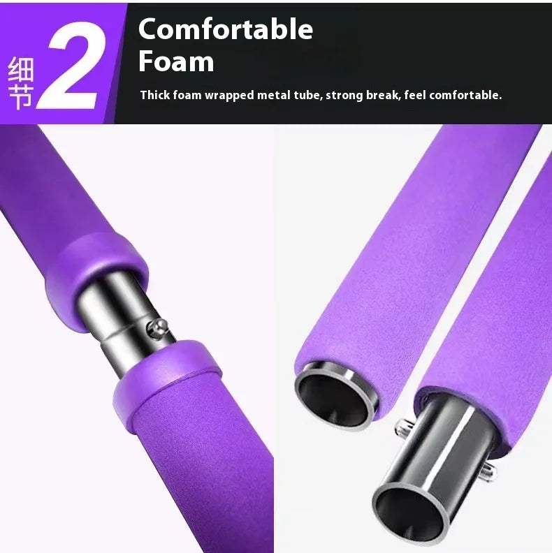 Pilates Stick - Adjustable Fitness Bar for Home Workout, Yoga, Stretching & Toning - Portable Exercise Rod with Elastic Bands Beauty World Shop