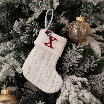 1PC A-Z Letter Hanging Christmas Stockings Knitted Socks  Christmas Tree Hanging for Family Party Decoration Beauty World Shop