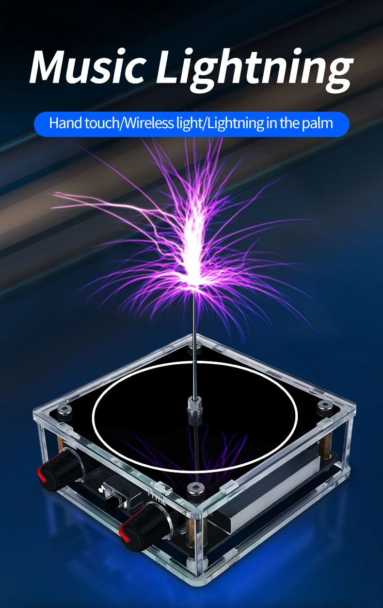 Music Tesla Coil Bluetooth/AUX Dual Mode Music Box Artificial Lightning Touchable Audio Input Bluetooth Science Experiments ﻿ Beauty World Shop
