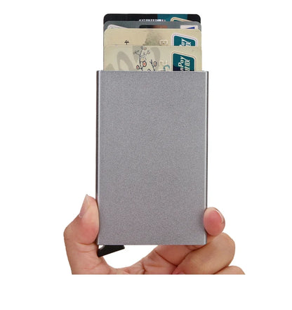 Rfid Credit Card Holder Metal Thin Slim Smart Wallet Men Women Wallets Pop Up Minimalist Small Black Purse Mini Walets for Men Beauty World Shop