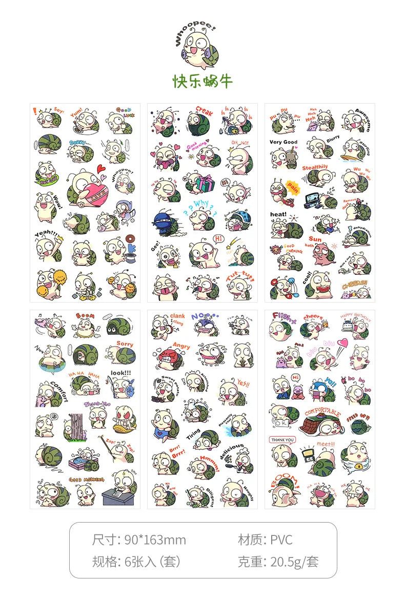6Pcs/Lot Waterproof Cartoon Transparent Pvc Stickers DIY Hand Account Diary Decorative Stickers Kawaii Phone Cup Stickers Beauty World Shop