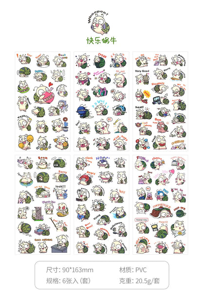 6Pcs/Lot Waterproof Cartoon Transparent Pvc Stickers DIY Hand Account Diary Decorative Stickers Kawaii Phone Cup Stickers Beauty World Shop
