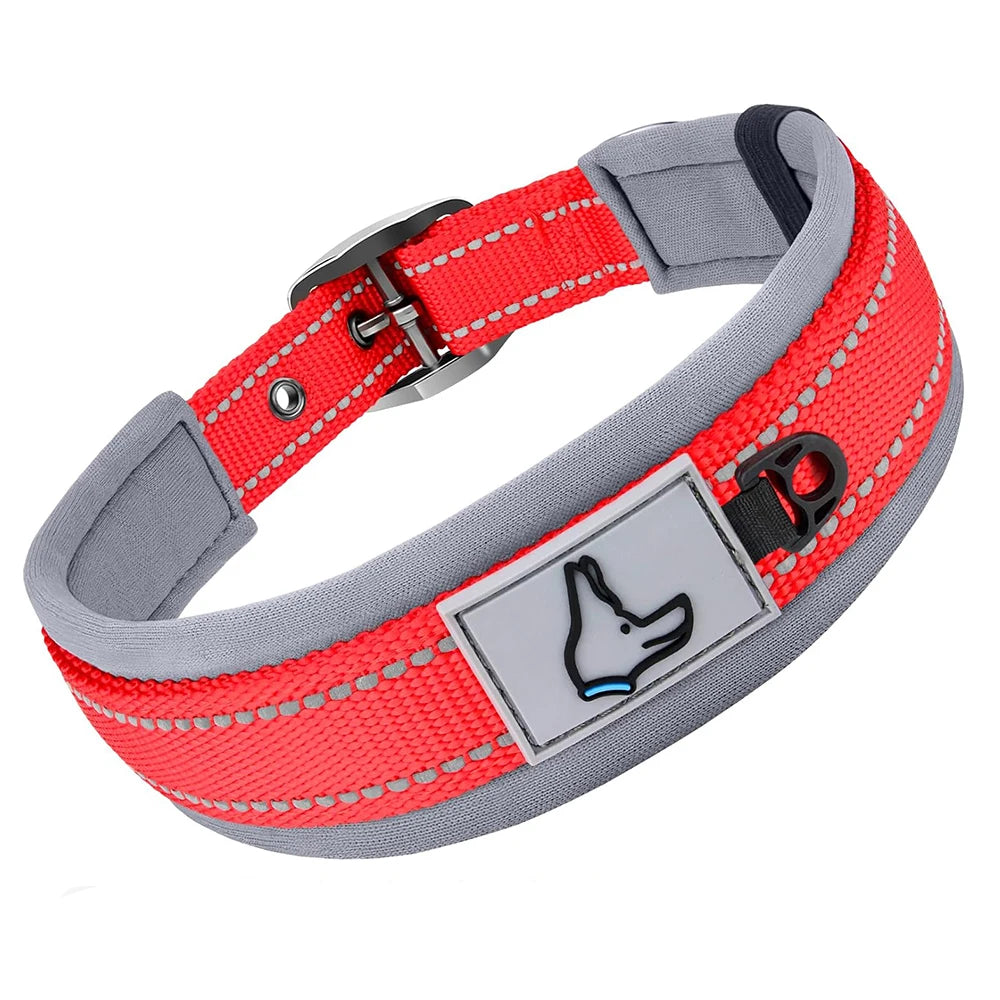 Padded Dog Collars for small Medium large Dogs Reflective Wide Pet Collars Adjustable Heavy Duty Nylon Neoprene Dog Collar Beauty World Shop