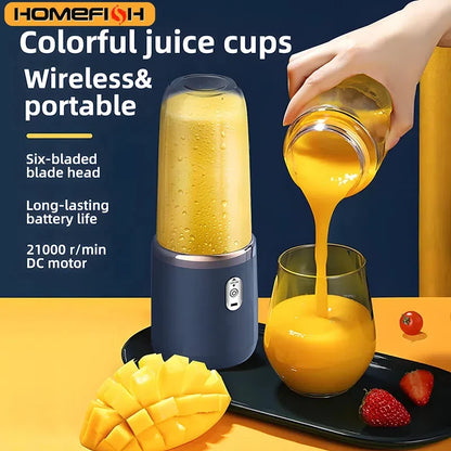 Portable Juicer Blender 400ml Electric Fruit Juicer USB Charging Lemon Orange Fruit Juicing Cup Smoothie Blender Machine 2cups Beauty World Shop
