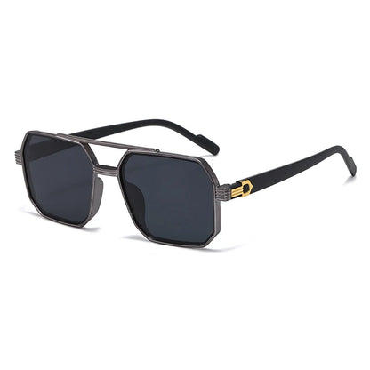 Hiking New Fashion Double Beam Polygonal Anti Light Glasses Retro Personalized Trendy Large Frame Eyewear European and American Beauty World Shop