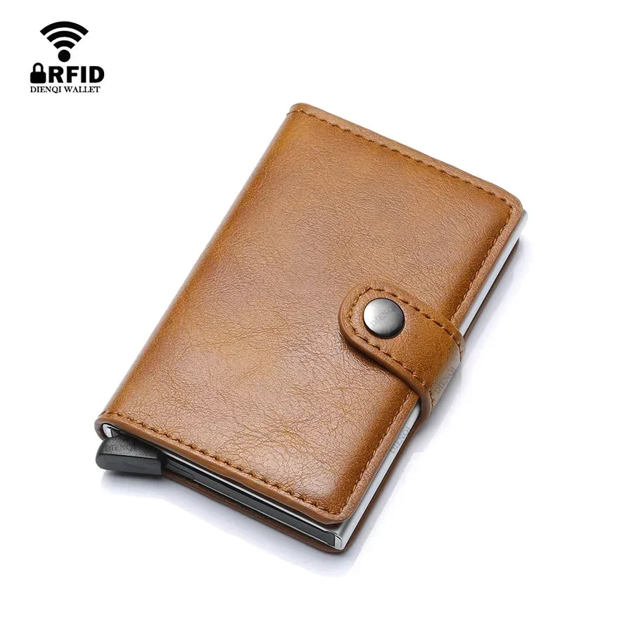 Rfid Credit Card Holder Men Wallets Luxury Small Smart Wallet Metal Business Mini Cardholder Case Women Minimalist Walet for Men Beauty World Shop