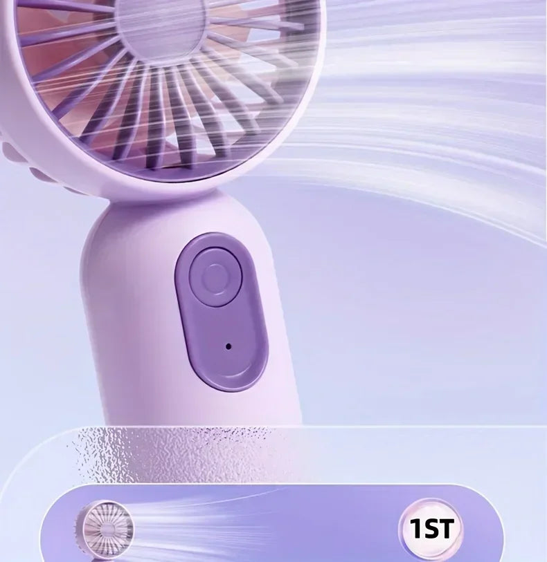 Mini Handheld Fan 3-Speed Strong Wind USB Rechargeable Long Lasting Portable Desk Fan For Students Office Outdoor Travel Camping Beauty World Shop