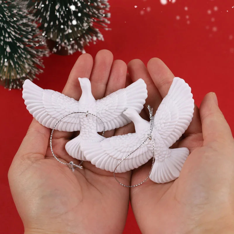 1/4pcs Resin White Dove Christmas Ornaments Xmas Tree Hanging Pendants 2026 New Year Party Home Wall DIY Decoration Kids Gifts Beauty World Shop