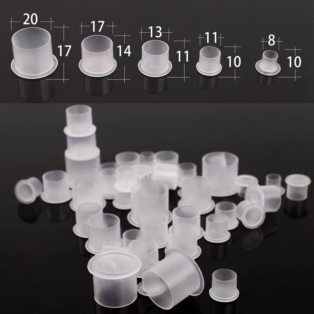 ROKYO 1000PCS Disposable Steady Tattoo Ink Cups Plastic Pigment Clear Holder Container Caps Permanent Makeup Microblading Supply Beauty Trend Shop