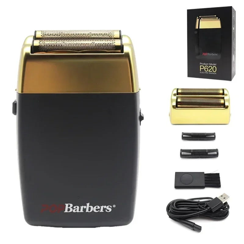 11000 RPM POP Barbers P620 Professional Electric Men's Beard Trimmer Double Foil Shaver Electric Shaver USB Hair Cutting Machine Beauty World Shop